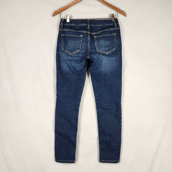 Roebuck and Co Girls Size 12 Skinny Jeans Ripped Zipper Ankle Denim Dark Wash - Picture 3 of 8